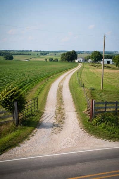 Private gravel road providing access to farmland reviewed during an ALTA survey